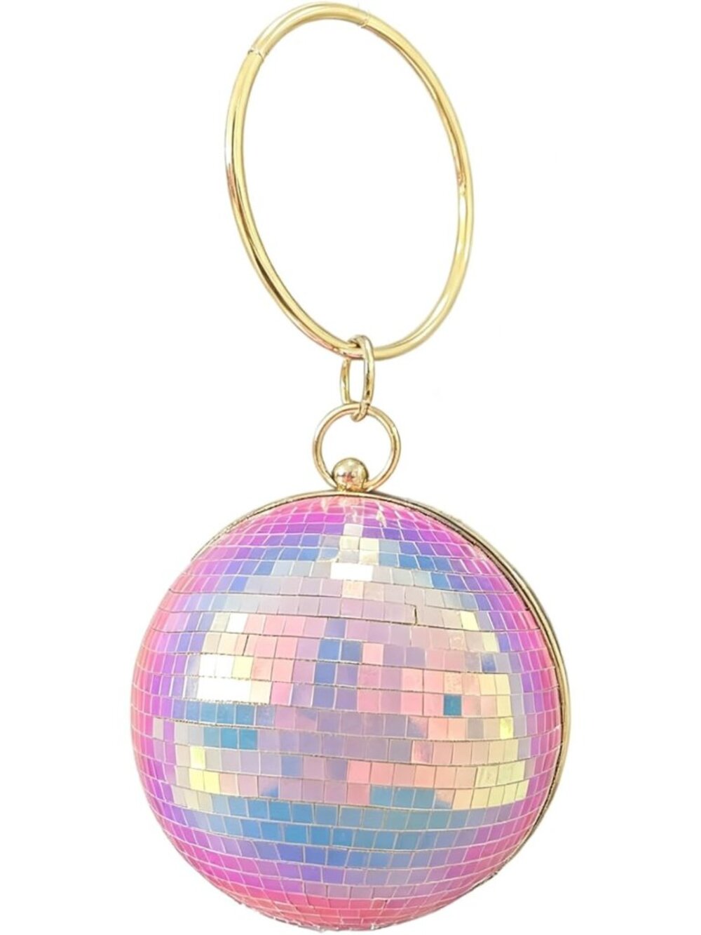 Sparkly Disco Ball Purse, Sequin Glitter Wristlet Clutch, Retro Party Handbag